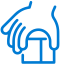 line sketch icon of hand and building block
