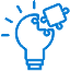 line sketch icon of light bulb and puzzle piece